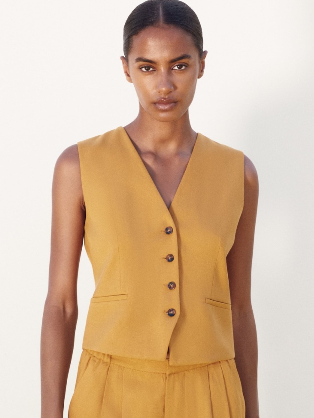 Zara Mustard Sleeveless Vest and Pants Set